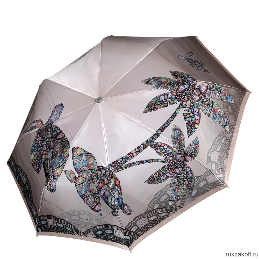 Женский зонт Fabretti L-20263-12 облегченный автомат, 3 сложения, сатин коричневый