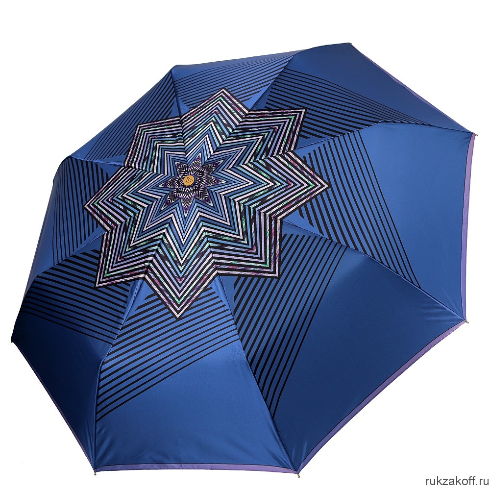 Женский зонт Fabretti L-20179-8 облегченный суперавтомат, 3 сложения,cатин синий