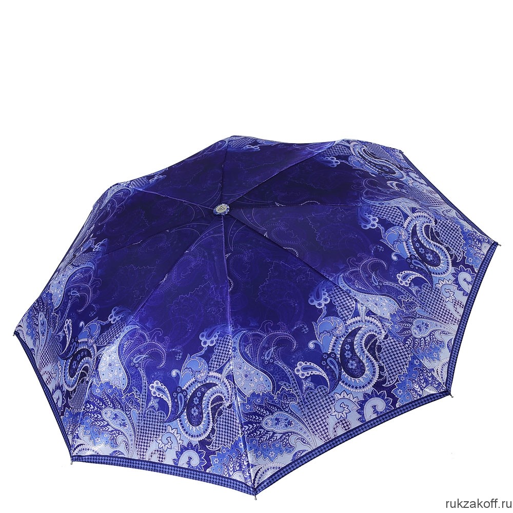 Женский зонт Fabretti L-18106-12 облегченный суперавтомат, 3 сложения, сатин синий