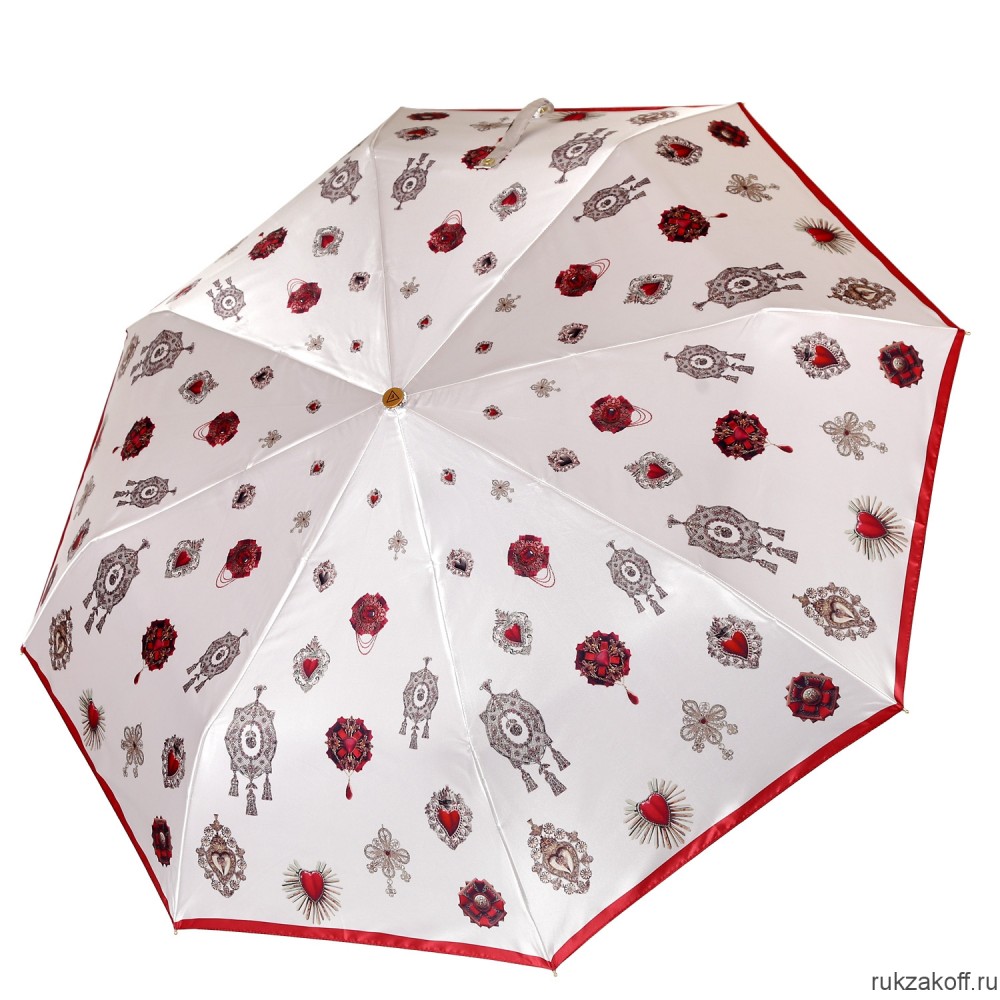 Женский зонт Fabretti L-20113-1 облегченный суперавтомат, 3 сложения,cатин бежевый