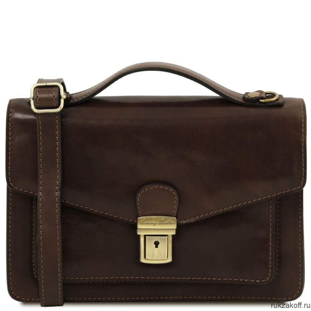 Кожаная сумка через плечо Tuscany Leather ERIC Темно-коричневый