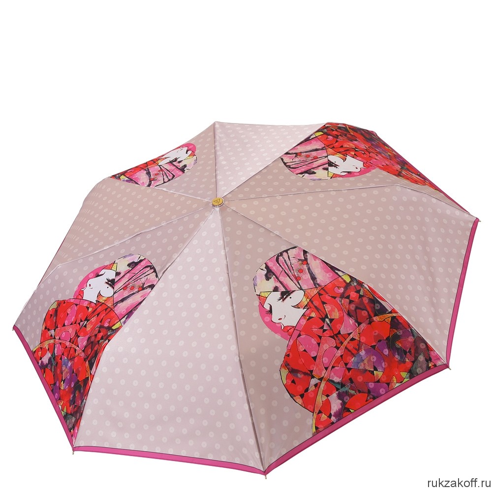 Женский зонт Fabretti L-20113-4 облегченный суперавтомат, 3 сложения,cатин розовый