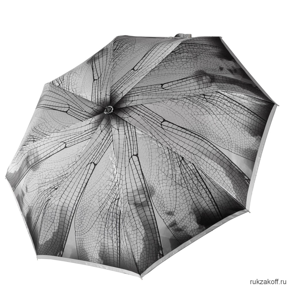 Женский зонт Fabretti UFS0014-3 автомат, 3 сложения, сатин серый