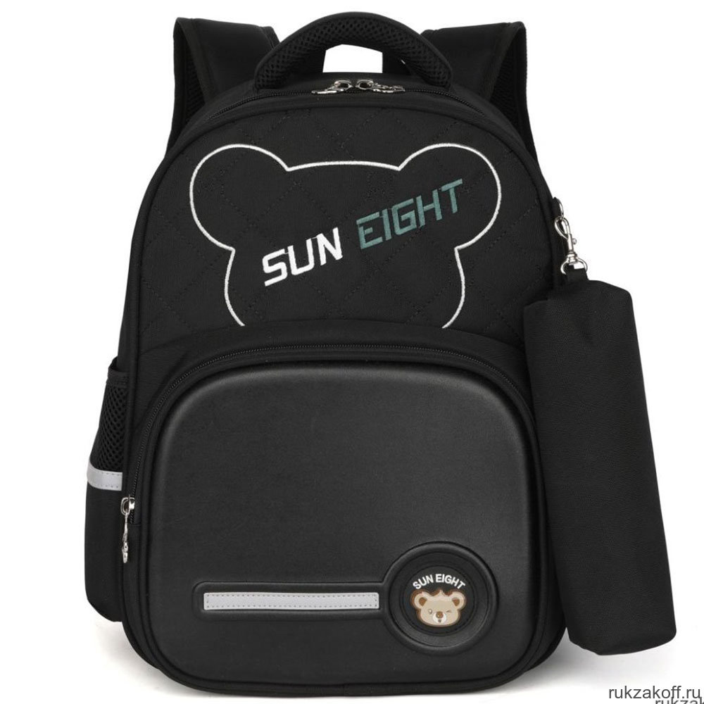 Рюкзак школьный в комплекте с пеналом Sun eight SE-2753 Чёрный