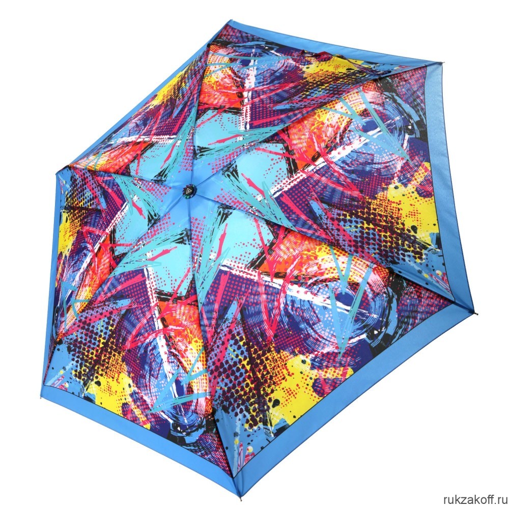 Женский зонт Fabretti UFZ0005-9 механический, 5 сложений, эпонж голубой