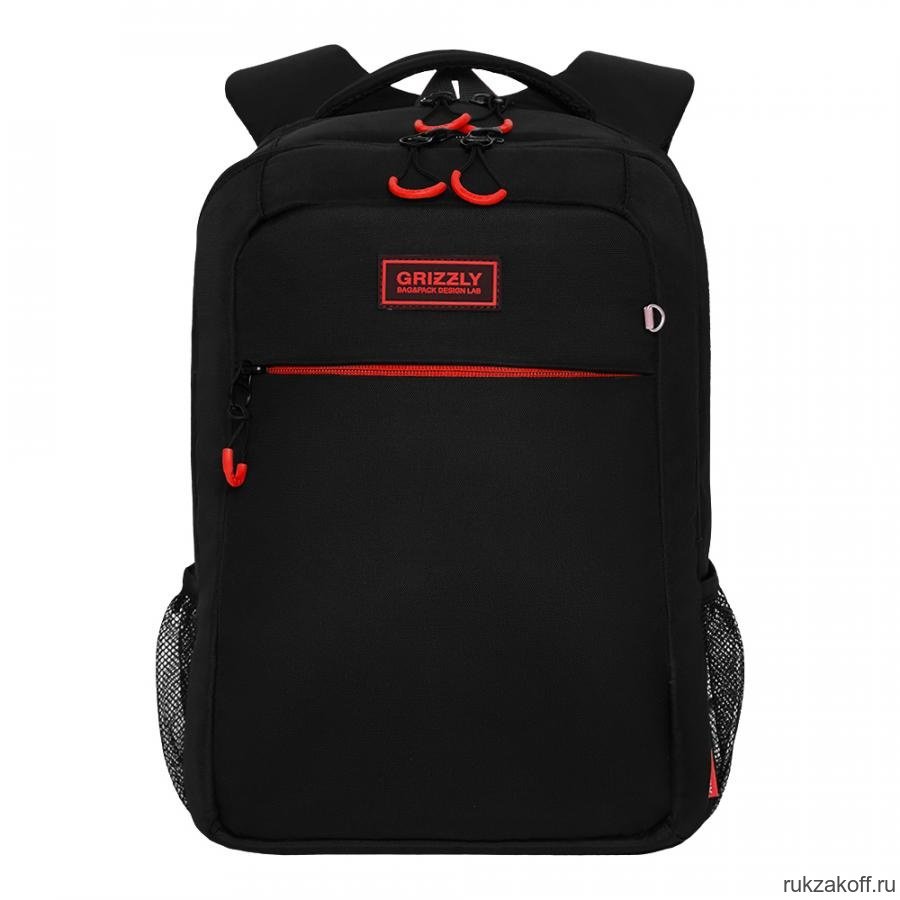 Рюкзак школьный Grizzly RB-156-1 черный - красный