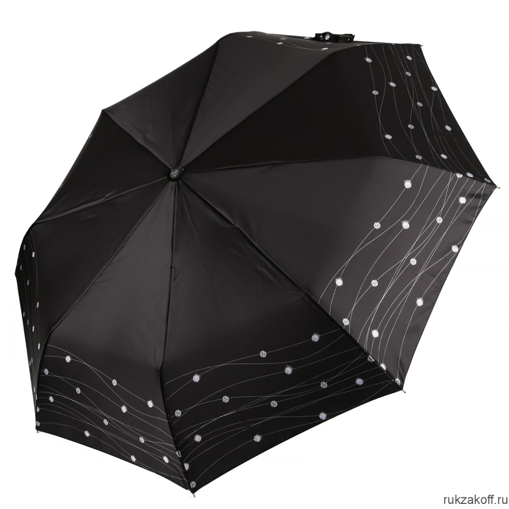 Женский зонт Fabretti UFS0027-2 автомат, 3 сложения, сатин черный