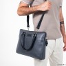 Деловая сумка Anson Grey/Black мужская кожаная черная