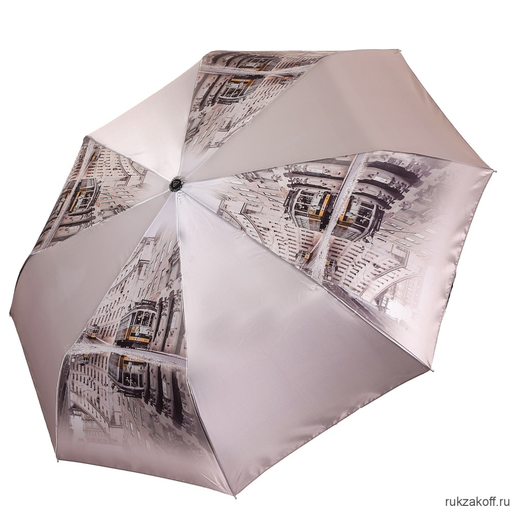 Женский зонт Fabretti S-20206-13 автомат, 3 сложения, сатин серый